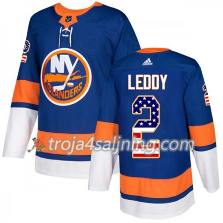 New York Islanders tröja Nick Leddy 2 Adidas 2017-2018 Blå USA Flag Fashion Authentic - NHL Tröjor Herr